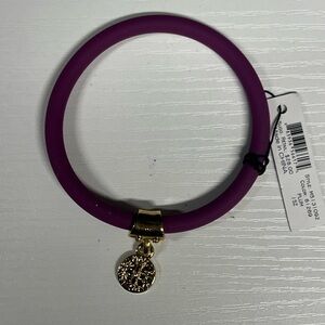 MARC JACOBS tubular rubber bangle bracelet w charm NWT Plum